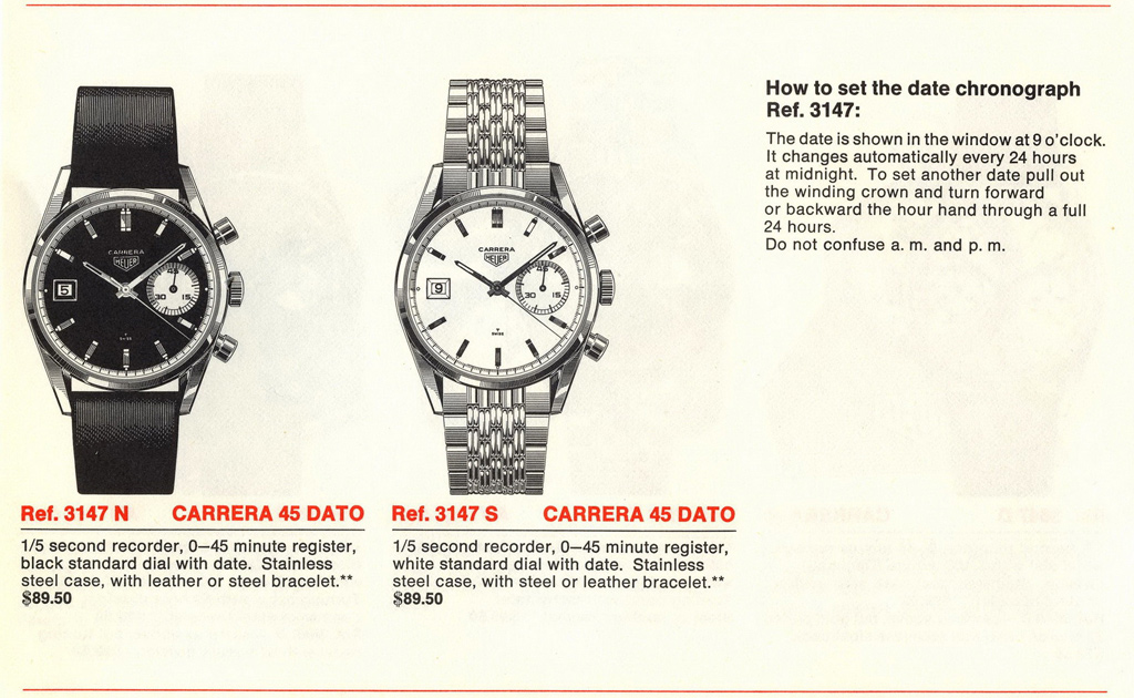 Heuer Carrera Dato 45 Ref. 3147S Landeron Cal. 189 The